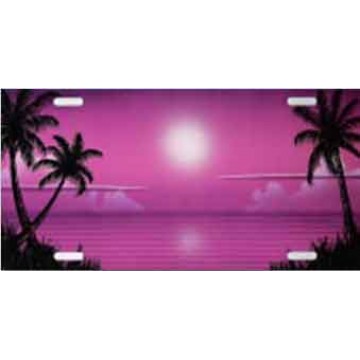 Palm Trees on Purple Airbrush License Plate 